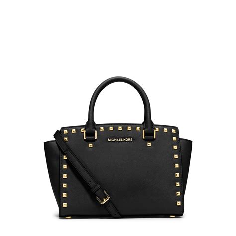 michael kors selma studded medium|selma saffiano leather medium satchel.